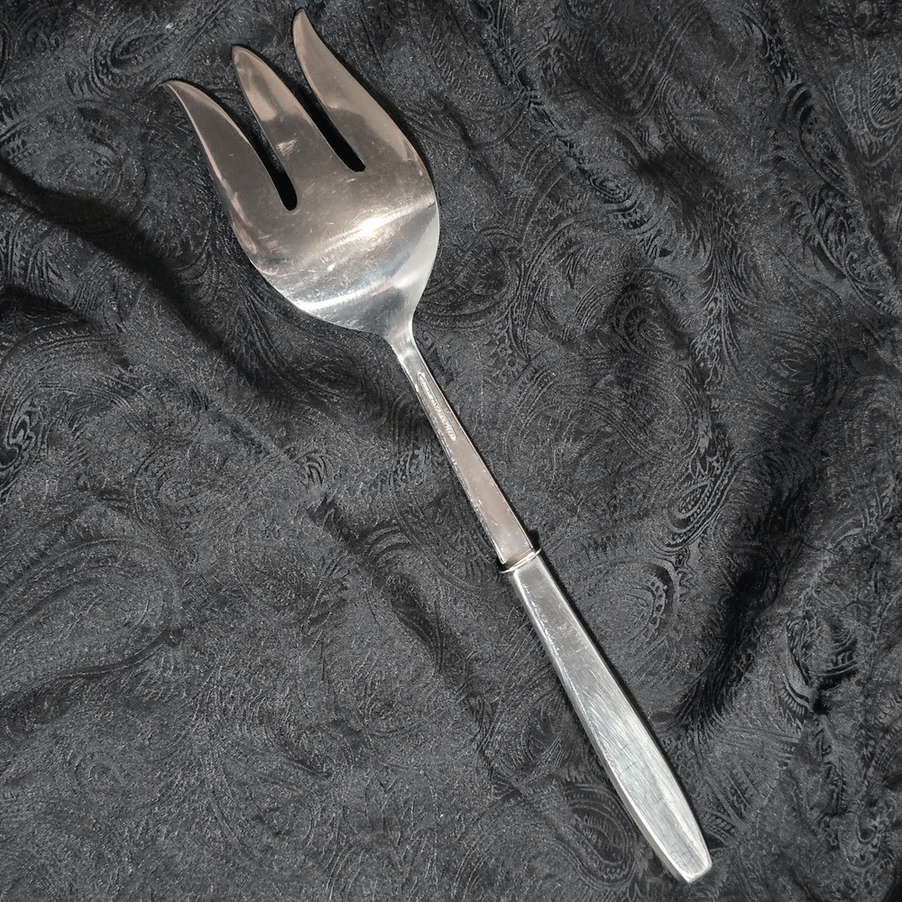 Vintage International Silver Company Stainless Serving Fork Large 3 Tine 11"